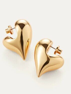 Jenny Bird Art Heart Puff Earrings in Gold One Size New with Box Womens Jewelry